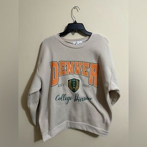 Cute Creme Denver Sweatshirt Crewneck Medium Size